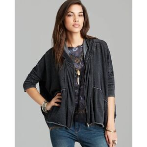 FREE PEOPLE xs one love hoodie light gray oversized lagenlook terry boho